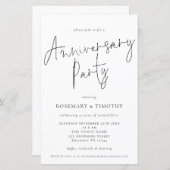 予算ミニマル結婚リストの記念日パーティー招待状 (正面/裏面)