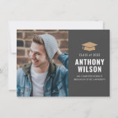 予算ミニマル金ゴールドグラッドキャップ3写真卒業 ノートカード (裏面)