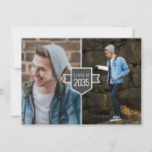 予算ミニマル金ゴールドグラッドキャップ3写真卒業 ノートカード (正面)