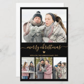 予算ミニマル4フォトコラージクリスマスカード (正面/裏面)
