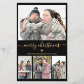 予算ミニマル4フォトコラージクリスマスカード (正面)