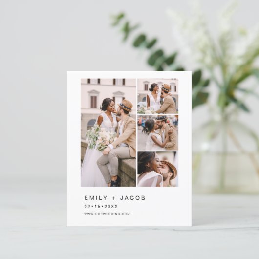 予算ミニマル5フォト結婚式招待状 (スタンド正面)