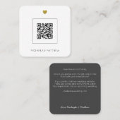 予算ミニマルQRコードグレー結婚式招待状 スクエア名刺 (正面/裏面)