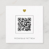 予算ミニマルQRコードセージ結婚式招待状 スクエア名刺 (正面)