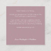 予算ミニマルQRコードバラ結婚式招待状 スクエア名刺 (裏面)