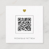 予算ミニマルQRコードバラ結婚式招待状 スクエア名刺 (正面)