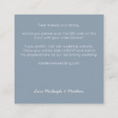 予算ミニマルQRコードブルー結婚式招待状 スクエア名刺 (裏面)