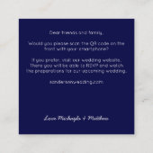 予算ミニマルQRコード海軍結婚ズブルー スクエア名刺 (裏面)