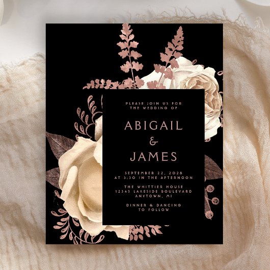 予算ムーディダークフローラアイボリーバラ結婚金ゴールド