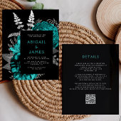 予算ムーディフローラティール（緑がかった色）シルバーQRコード結婚ズ