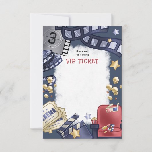 予算ムービーナイト子供の誕生日サンキューカード サンキューカード (正面)