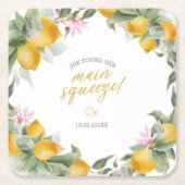 予算メインお気に入りのレモンリース ブライダルシャワー スクエアペーパーコースター (正面)