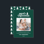 予算メリークリスマスグラフィック写真休日 ノートカード<br><div class="desc">予算メリークリスマスのグラフィックタイポグラフィ写真のホリデーカード。手描きモダンの文字と木。</div>