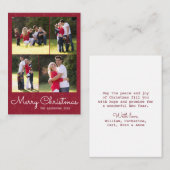 予算メリークリスマススクリプト4 Photo Red Holly ノートカード (正面/裏面)