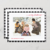 予算メリークリスマスプレイドモダン2枚のフォトカード (正面/裏面)