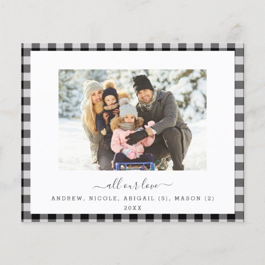 予算メリークリスマスプレイドモダン2枚のフォトカード チラシ (裏面)