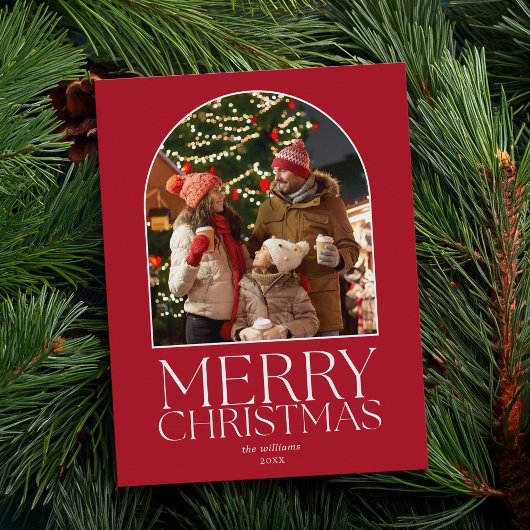 予算メリークリスマスモダンミニマル写真 シーズンポストカード