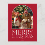 予算メリークリスマスモダンミニマル写真 シーズンポストカード (正面)
