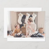 予算メリークリスマスモダン手書き写真 (正面/裏面)