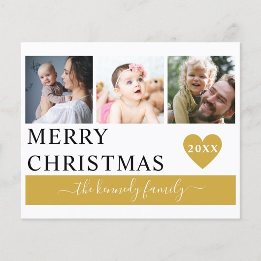 予算メリークリスマス金ゴールドハート3 Photo Collage (正面)