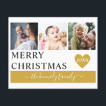 予算メリークリスマス金ゴールドハート3 Photo Collage<br><div class="desc">写真モダン3家族の写真s、年、家族の名前と楽しい季節のためのカスタム家族の願いをパーソナライズするクリスマスカード。</div>