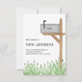 予算メールボックスの新しいアドレスの移動ミニ ノートカード (正面)