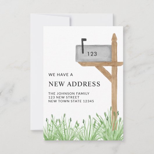 予算メールボックスの新しいアドレスの移動ミニ ノートカード (正面)