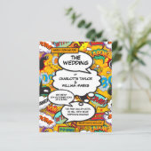 予算モダンおもしろい漫画帳結婚式招待状 (スタンド正面)