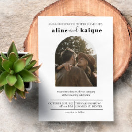 予算モダンとミニマエレガントリの写真結婚 招待状