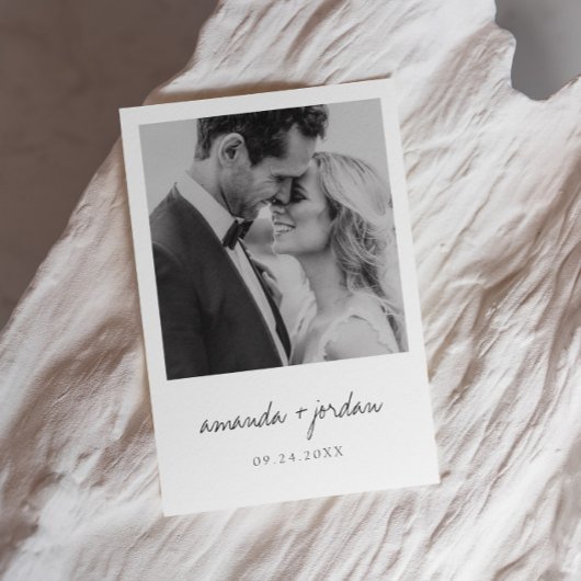 予算モダンとミニマエレガントリの写真結婚 招待状