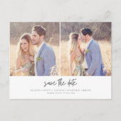 予算モダンのシンプル写真の結婚式の日付を保存 案内ポストカード (正面)