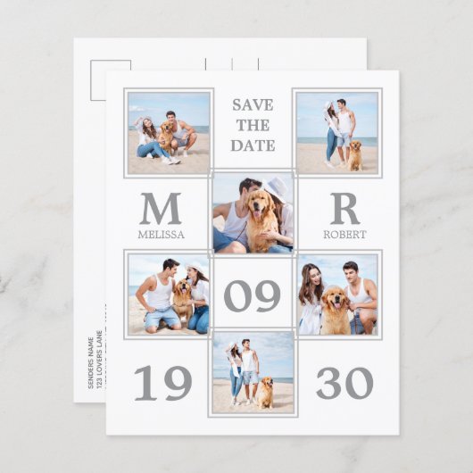 予算モダンの写真結婚コラージュ日付の保存 (正面/裏面)