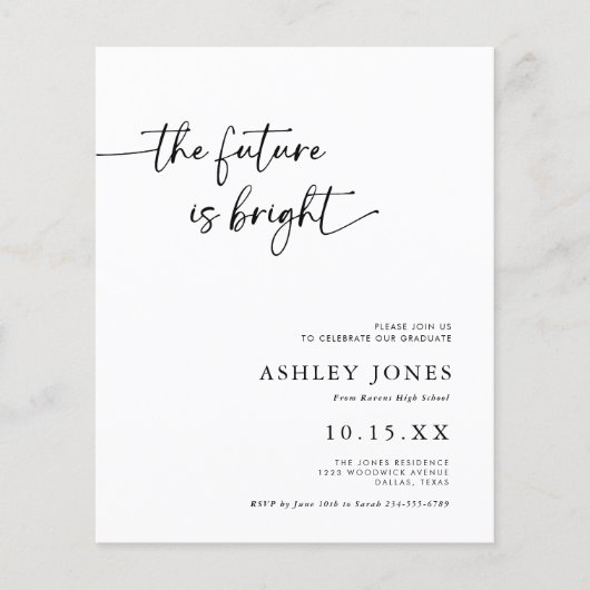 予算モダンの未来は明るい卒業招待状 チラシ (正面)