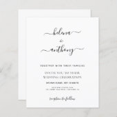 予算モダンエレガントシンプル結婚式招待状 (正面/裏面)