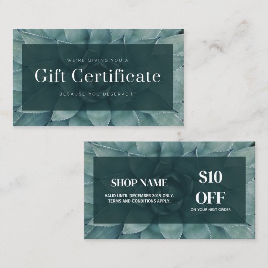 予算モダンギフト証明書伝票 エンクロージャーカード (正面/裏面)