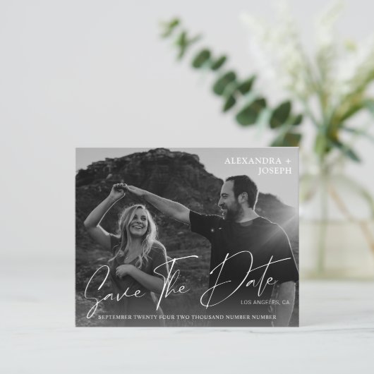 予算モダンシック写真BW日付日付の保存 (スタンド正面)