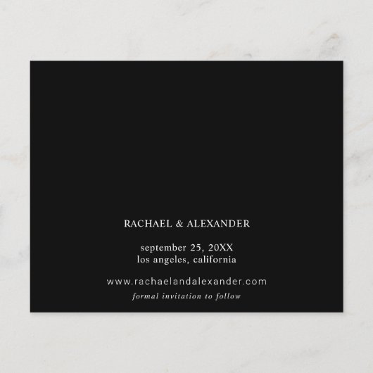 予算モダンシック写真BW日付日付の保存 (裏面)