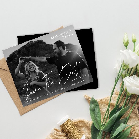 予算モダンシック写真BW日付日付の保存