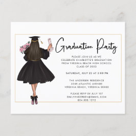 予算モダンスクリプト卒業パーティ招待状 チラシ