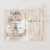 予算モダンタイポグラフィコラージュ日付の保存 案内ポストカード (裏面)