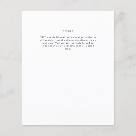 予算モダンタイポグラフィシンプル結婚式招待状 (裏面)