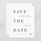 予算モダンタイポグラフィ結婚式の日付の保存 (正面/裏面)