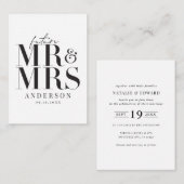 予算モダンタイポグラフィ結婚式招待状 ノートカード (正面/裏面)