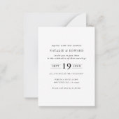 予算モダンタイポグラフィ結婚式招待状 ノートカード (裏面)