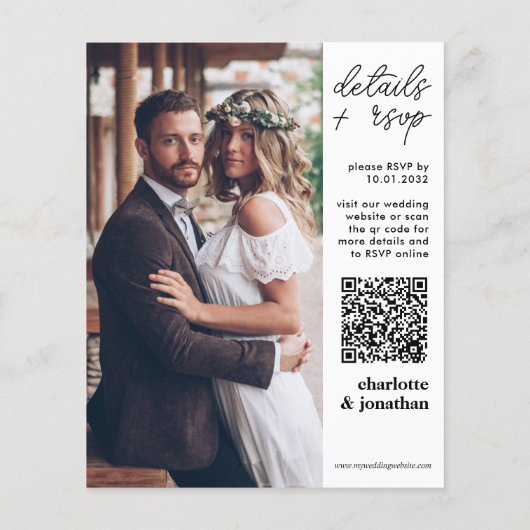 予算モダンタイポグラフィQRコードフォト結婚ズ (裏面)
