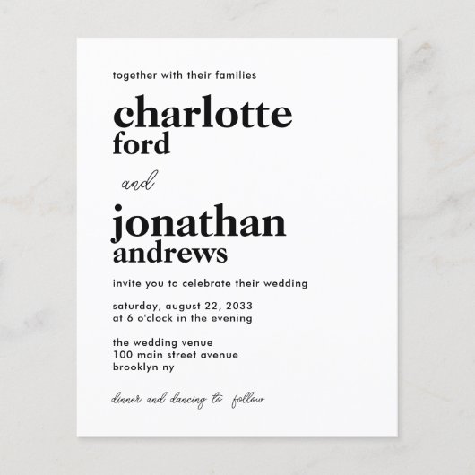 予算モダンタイポグラフィQRコードフォト結婚ズ (正面)