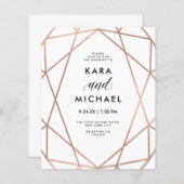 予算モダンバラフェイク金ゴールド結婚式招待状 (正面/裏面)