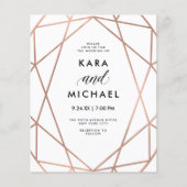 予算モダンバラフェイク金ゴールド結婚式招待状 (正面)