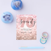 予算モダンバラ金ゴールド70誕生日パーティー招待状 チラシ (シングル)