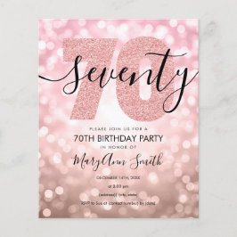 予算モダンバラ金ゴールド70誕生日パーティー招待状 チラシ